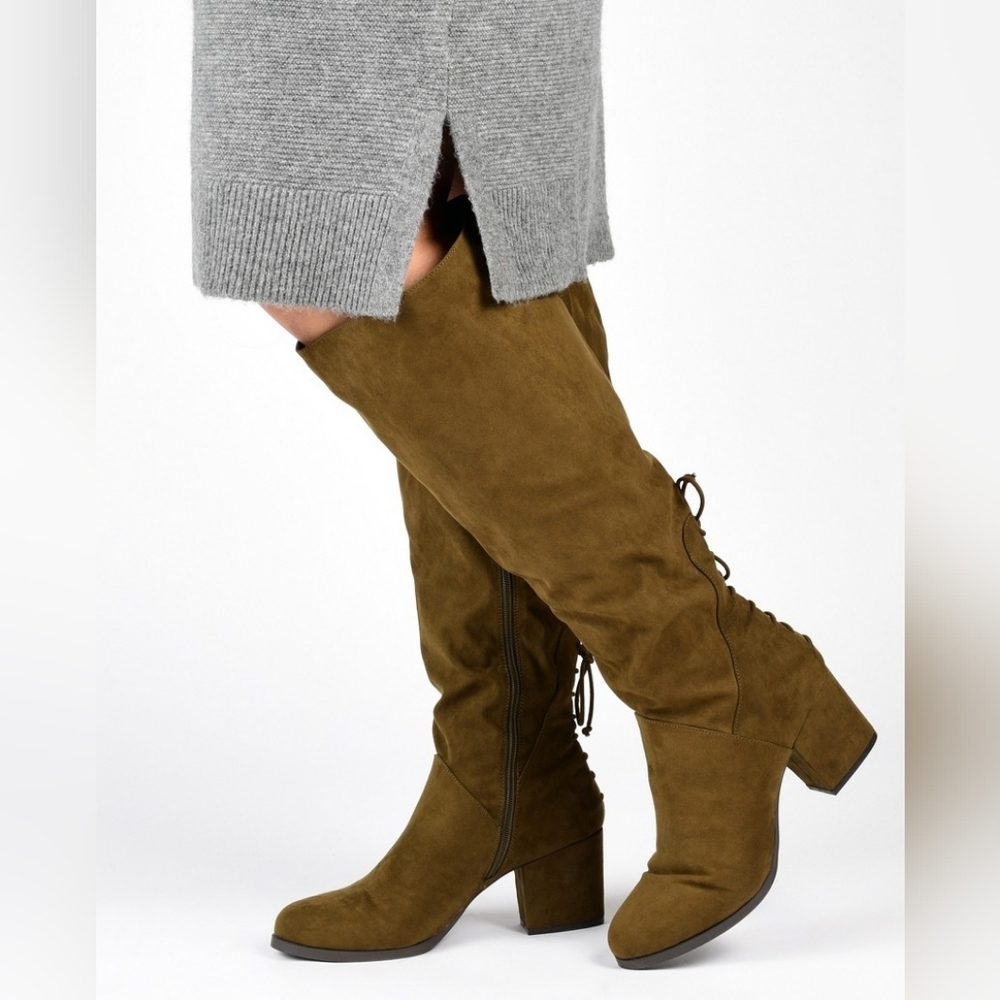 Journee Collection Women's Leeda Boot In Olive Green Size 8.5
